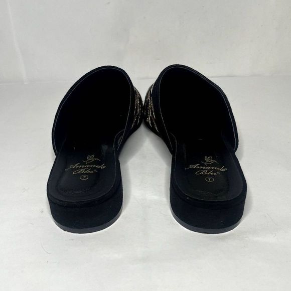 Amanda Blu Mariah Suede Mules Slip On Black & Gold Decorative - Picture 8 of 8